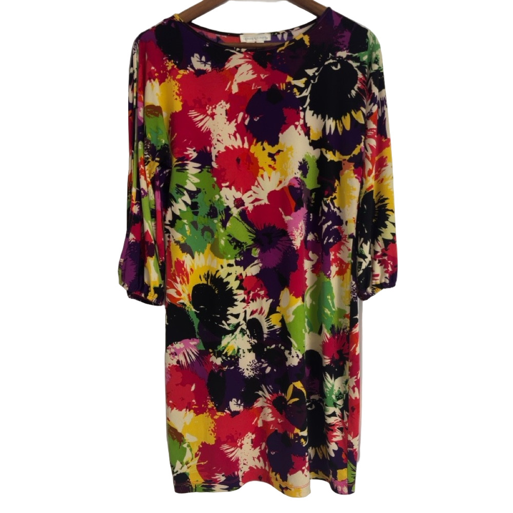 London Times Multicolored Abstract Floral Dress Size 10